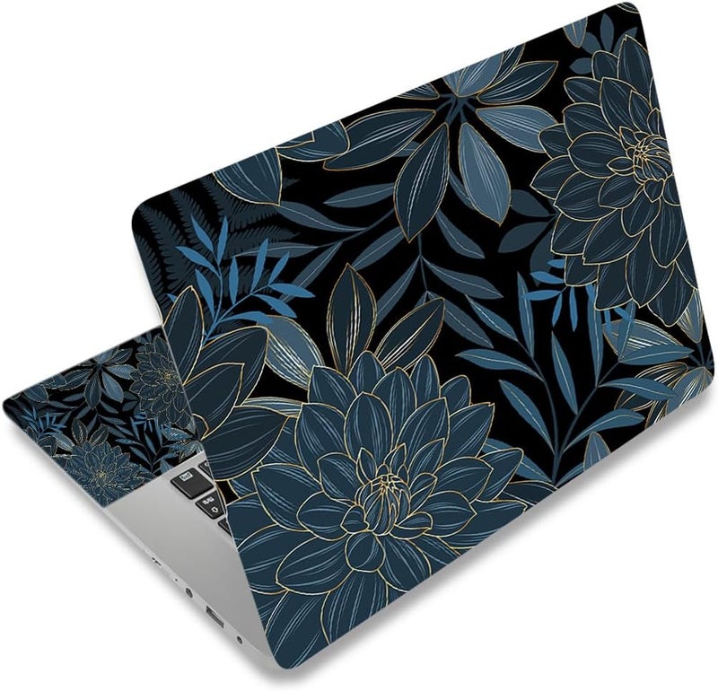 ARTSO 12 13 14 15 15.4 15.6 Inches Laptop Skin Sticker Decal Universal Netbook Skin Sticker Reusable Soft Notebook Art Protector Cover Decal, Blue Flower - Image 1